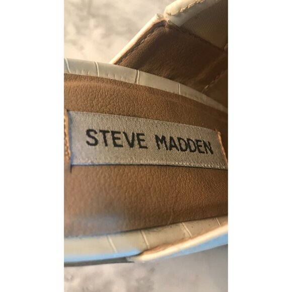 STEVE MADDEN Womens White Metal Toe Strip Alanna Slip On Mules - Size 10 M - Picture 5 of 9